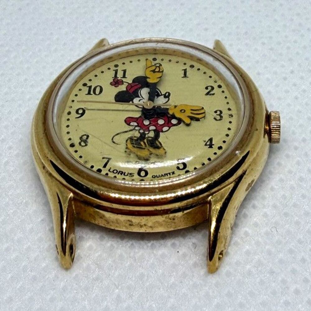 Lorus Disney Minnie Mouse Quartz Watch Head Only Gold Tone Case V515-6080